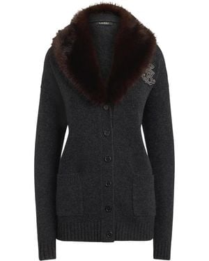 Ralph Lauren Kabelgebreide Wol & Kasjmier Vest - Zwart