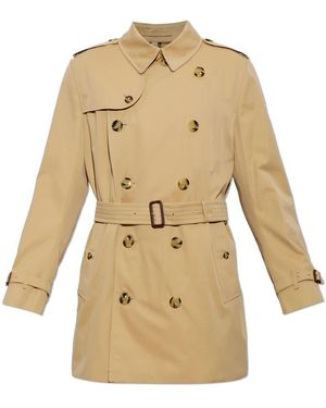 Burberry Jassen ,Katoen Kensington Trenchcoat Met Enkele Split - Naturel
