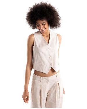 hinnominate Mouwloze Gilet Van Linnenmix - Roze