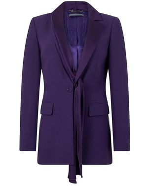 Alberta Ferretti Jassen ,Paars ,Elegante Paarse Blazer Met Verfijnde Kraag