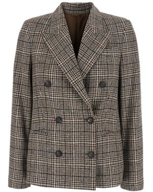Brunello Cucinelli Jassen ,Wol Dubbele-Knoop Jas - Bruin
