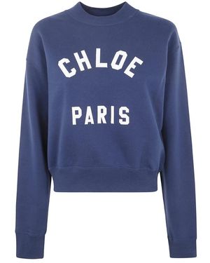 Chloé Stijlvolle Ronde Hals Sweatshirt - Blauw