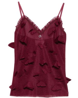 Coperni Tops ,Rood ,Rode V-Hals Top Met Appliqué Detailing
