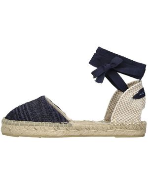 Manebí Schoenen ,Blauw ,Jute Raffia Stripes Flat Espadrilles