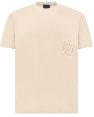 Paul & Shark Tops ,Katoen Geborduurd Logo T-Shirt - Naturel