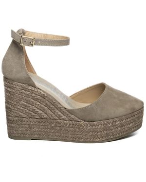 Espadrilles Schoenen ,Grijs ,Leer Anna 2 Wedge