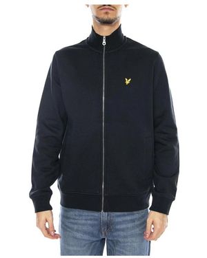 Lyle & Scott Hoodies & Sweatvesten ,Blauw ,Katoen Brushback Sweatshirt Met Volledige Rits