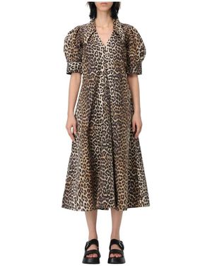 Ganni Midi Dresses - Marrone