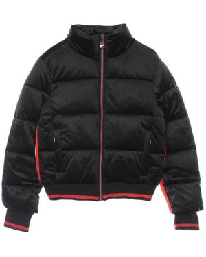 Fila Jassen ,Zwart ,Polyester Zwarte Cropped Puff Jack Met Hoge Kraag