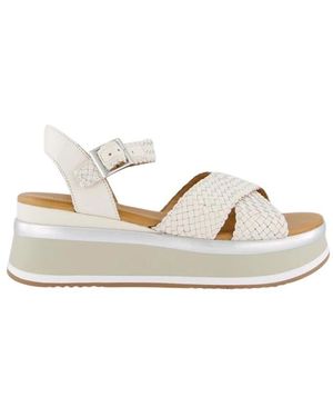 Gibaldi Schoenen ,Wit ,Gevlochten Band Sandaal Wit