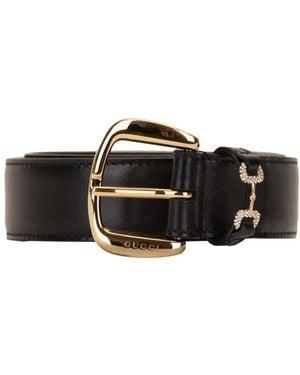 Gucci Leren Riem Met Diamantversiering - Zwart