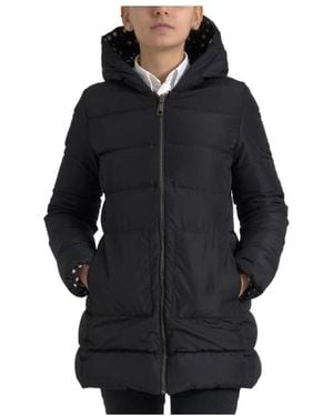Dolce & Gabbana Fitted Down Jacket With Hood And Polka Dot Print - Black