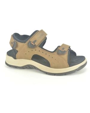 Rieker Schoenen ,Taupe Trekking Sandalen Met Velcro Straps - Metallic