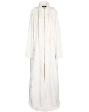 Roberto Cavalli Wall Print Hooded Coat - White