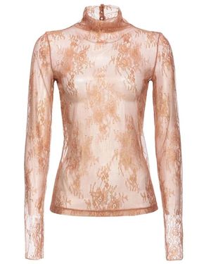 Pinko Tops ,Traminer Maglia Pizzo Strech Laminato - Roze