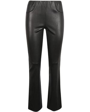 Via Masini 80 Leather Trousers - Grey