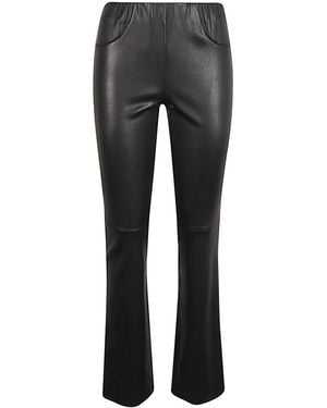 Via Masini 80 Leather Trousers - Grey