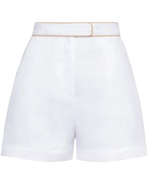 MVP WARDROBE Weiße Leinen Regular Fit Shorts