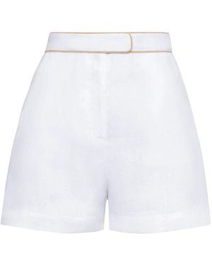 MVP WARDROBE Weiße Leinen Regular Fit Shorts