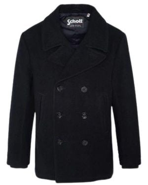 Schott Nyc Double-Breasted Coats - Blue