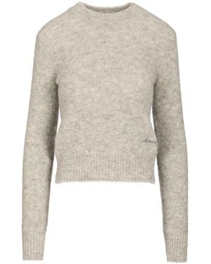 Ami Paris Round-Neck Knitwear - Natural