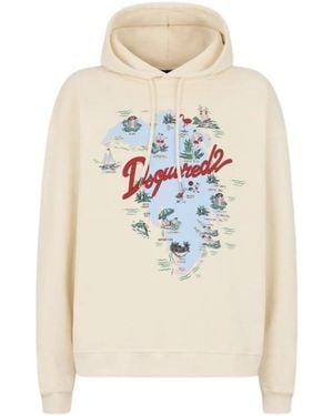 DSquared² Aloha Souvenir Relax Fit Hoodie - Wit