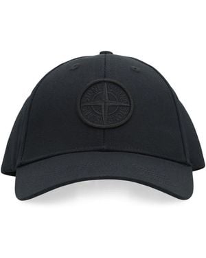 Stone Island Baumwoll Logo Baseball Cap - Schwarz