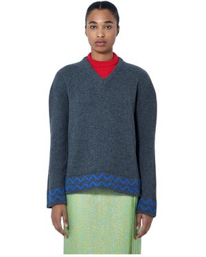 Marni V-Ausschnitt-Pullover - Blau