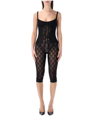 The Attico Jumpsuits & Playsuits ,Zwart ,Tule Lace Overall