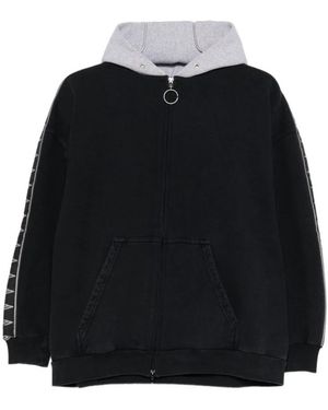 Balenciaga Hoodies & Sweatvesten ,Zwart ,Katoen Hoodie Met Gestreepte Patches