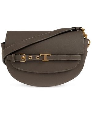 Tod's Mini T Signature Leder Umhängetasche - Braun