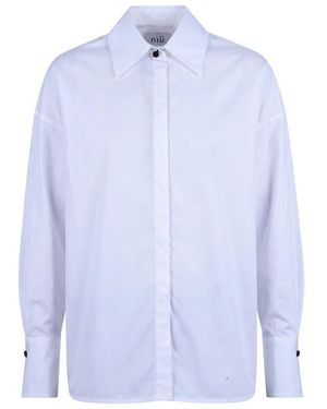 Niu Overhemden ,Wit ,Shirts - Blauw