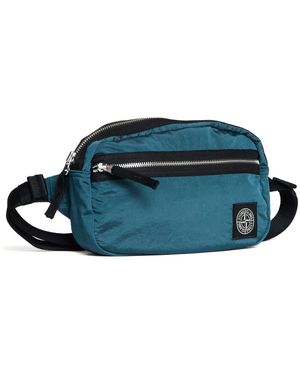 Stone Island Petrol Schultertasche Mit Kompass Logo - Blau