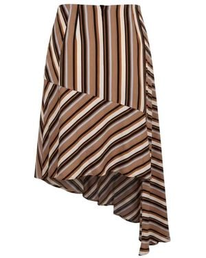 Trussardi Rokken ,Bruin ,Rayon Asymmetrische Midi-Rok Met Veelkleurige Strepen
