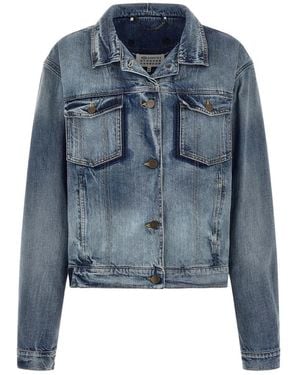 Maison Margiela Jassen ,Blauw ,Denim Omvouwbare Kraag Denim Jas