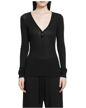 James Perse Ripp-Strick Henley-Oberteil - Schwarz