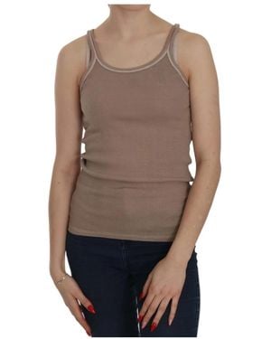 Pink Memories Sleeveless Tops - Brown