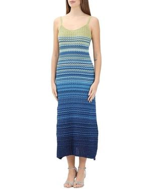 Akep Ombre Sweetheart Gestricktes Langes Kleid - Blau