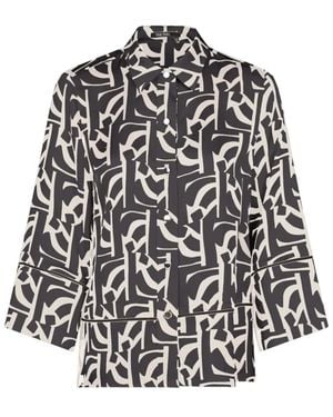 MARC AUREL Viskose-Satin-Bluse Mit Grafikprint - Schwarz