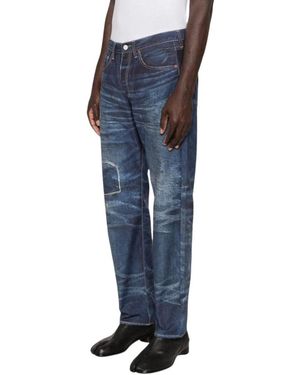 Junya Watanabe Jeans ,Blauw ,Katoen Katoenen En Nylon Broek Met Contraststiksels