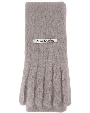 Acne Studios Accessoires ,Grijs ,Wol Skinny Logo Sjaal