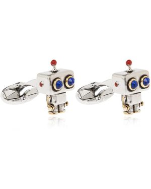 Paul Smith Accessoires ,Grijs ,Leer M1A-Cuff-Wrobot-82 Robot Manchetknopen - Metallic