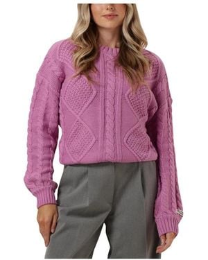 Colourful Rebel Olivia Cable Knitweat Sweater - Lila
