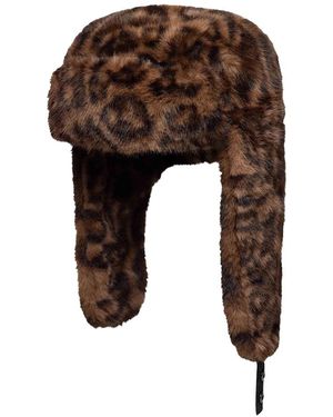 KTZ Leopard Trapper-Mütze - Schwarz