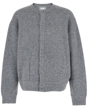 WOOYOUNGMI Cardigan Mit Rundhalsausschnitt Und Logo-Detail Auf Der Rückseite - Grau