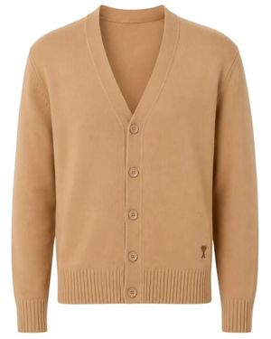 Ami Paris Truien & Vesten ,Kasjmier Crewneck Kasjmier Vest Met Ami De Coeur - Naturel