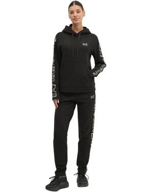EA7 Logo Anzug Aus Jersey Mit Kapuzenpullover Und Jogginghose - Schwarz
