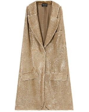 Giorgio Armani Lange Jersey-Weste Mit Flockprint Und Pailletten - Natur