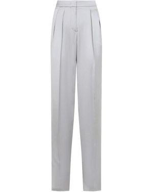 Giorgio Armani Silk Satin Trousers With Double Pleats - Grey