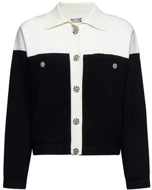 Silvian Heach Truien & Vesten ,Zwart ,Polyester Tweekleurig Overhemd Cardigan
